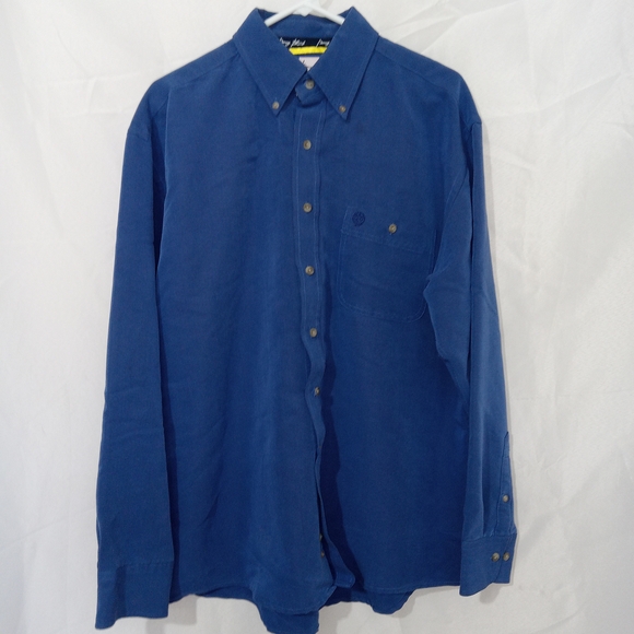 Wrangler Other - Wrangler George Strait Shirt Mens Size L Blue Button Down Long Sleeve Rayon